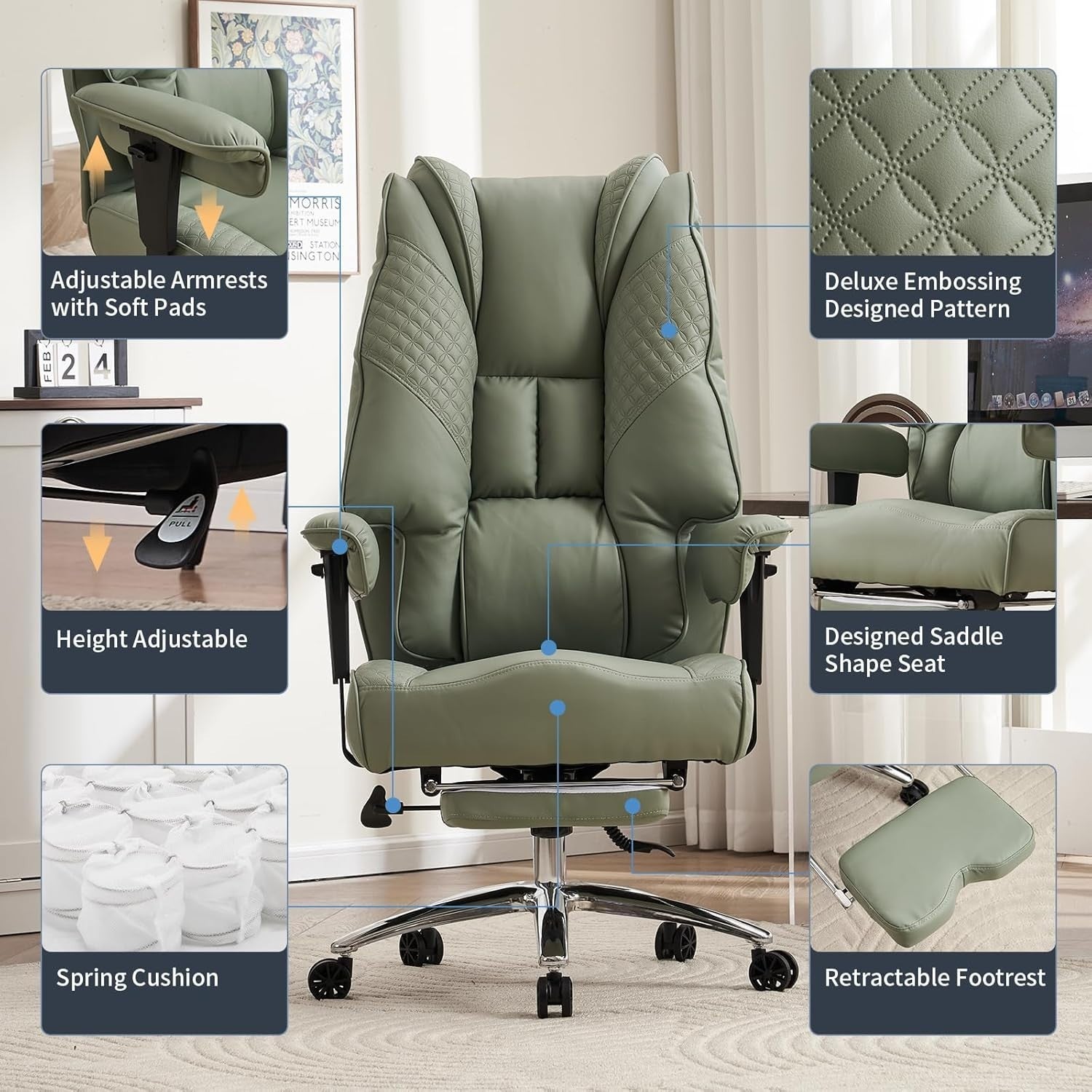 Oversized Office Chair Big & Tall Faux Leather Heavy Duty 400lb Capacity Swivel