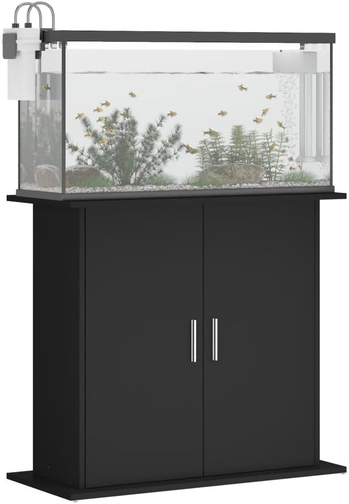 Black Engineered Wood Aquarium Stand Fish Tank Storage Secure 98x41x76cm