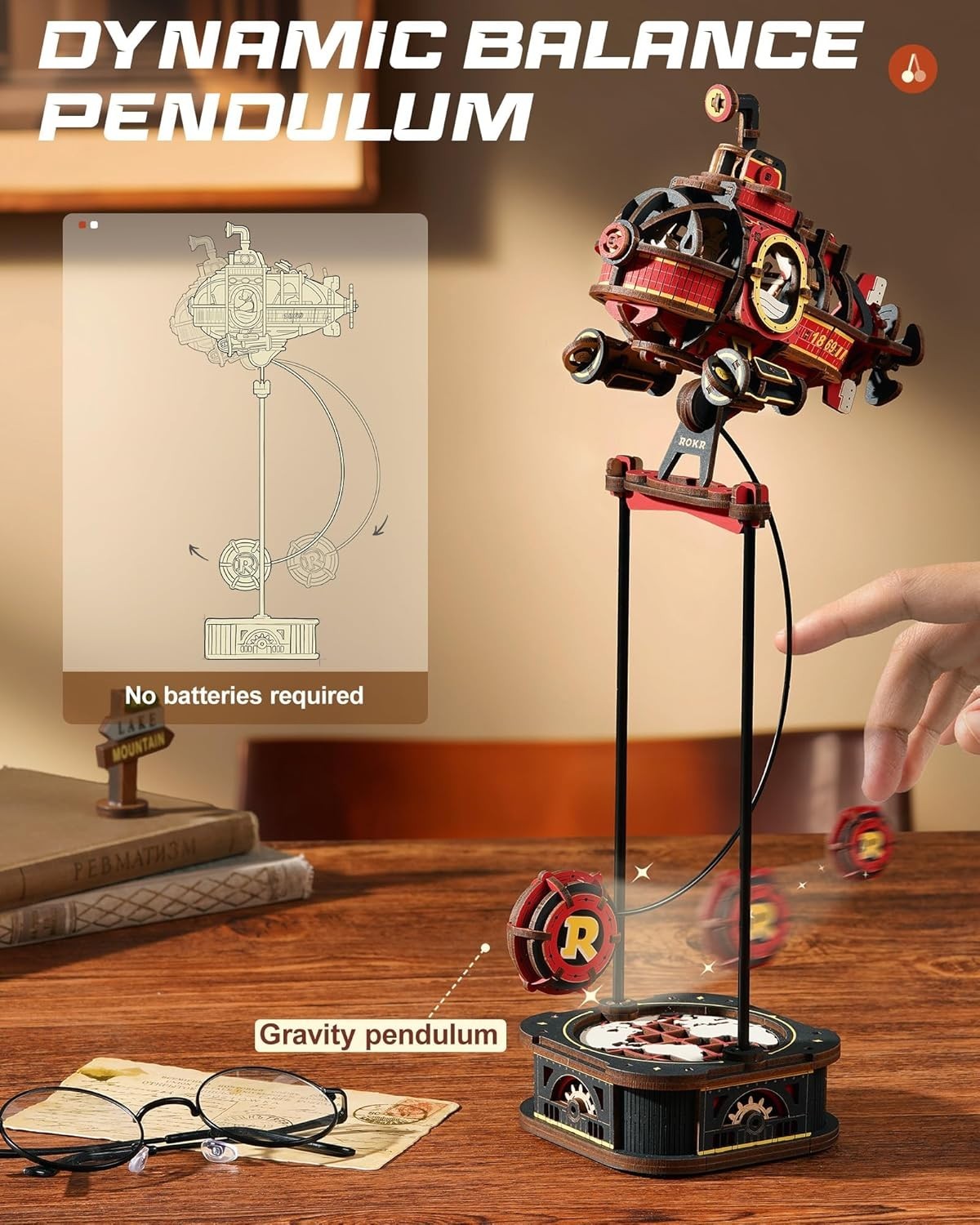 3D Wooden Submarine Puzzle Kit Adult Gift | Dynamic Balance Swing Decor