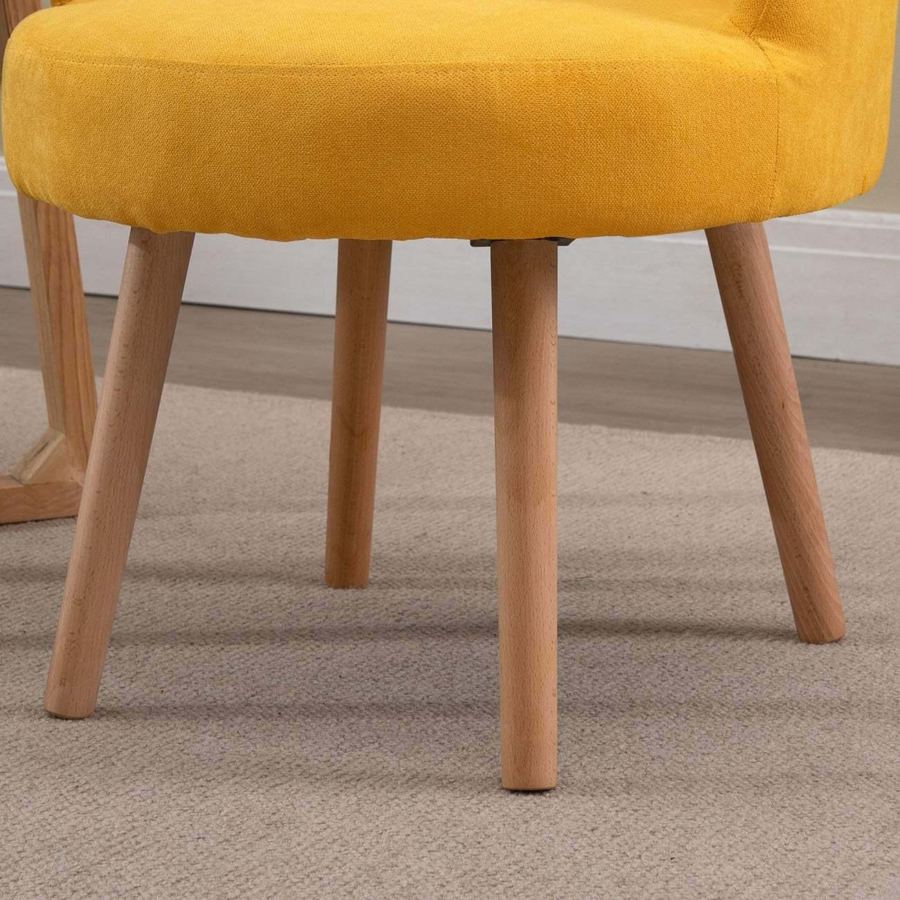 Set of 2 Yellow Linen Tub Chairs Lounge Side Armchairs