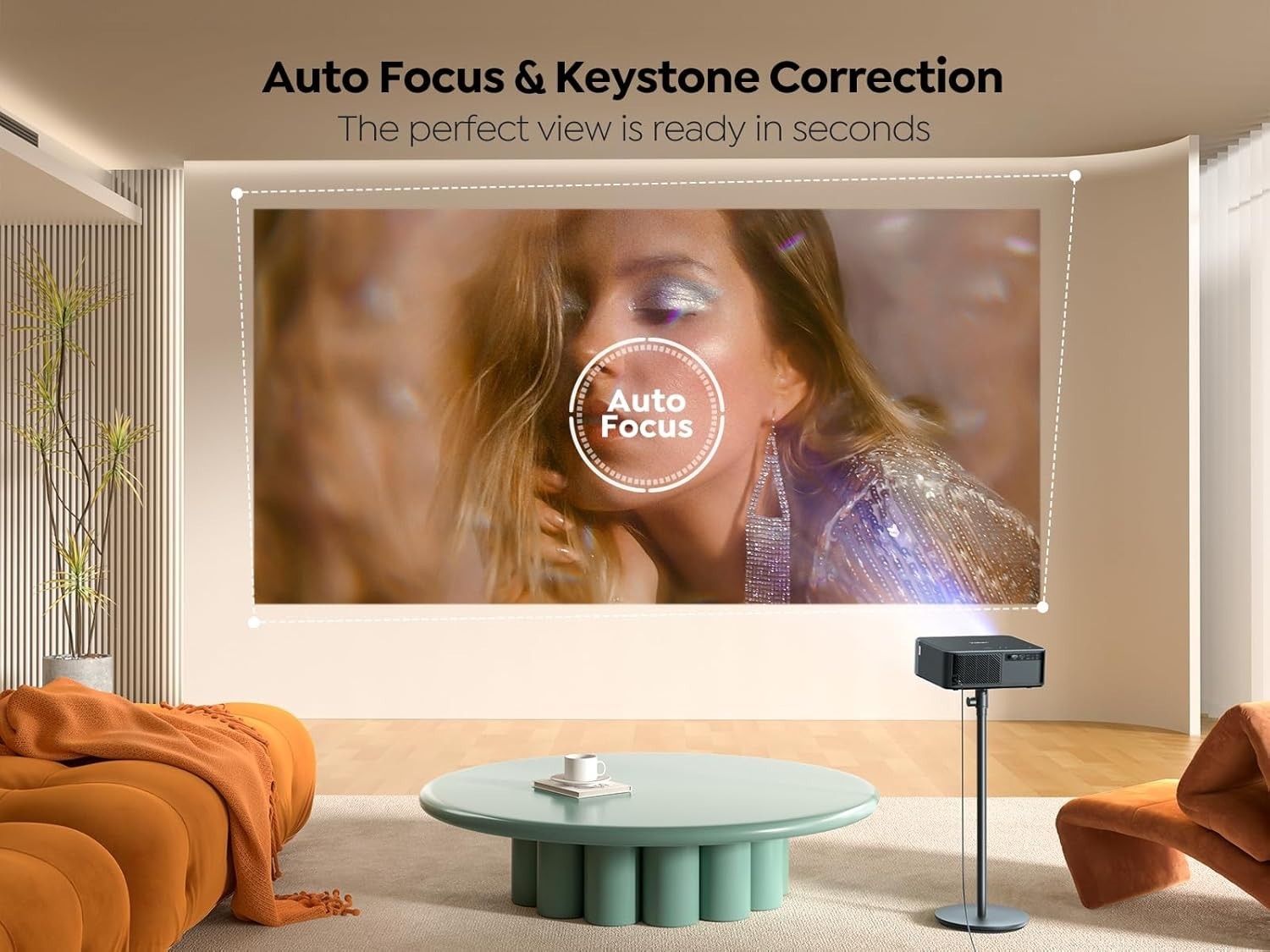 Google TV 1080P Projector WiFi 6 Dolby JBL 4K Support Auto Focus