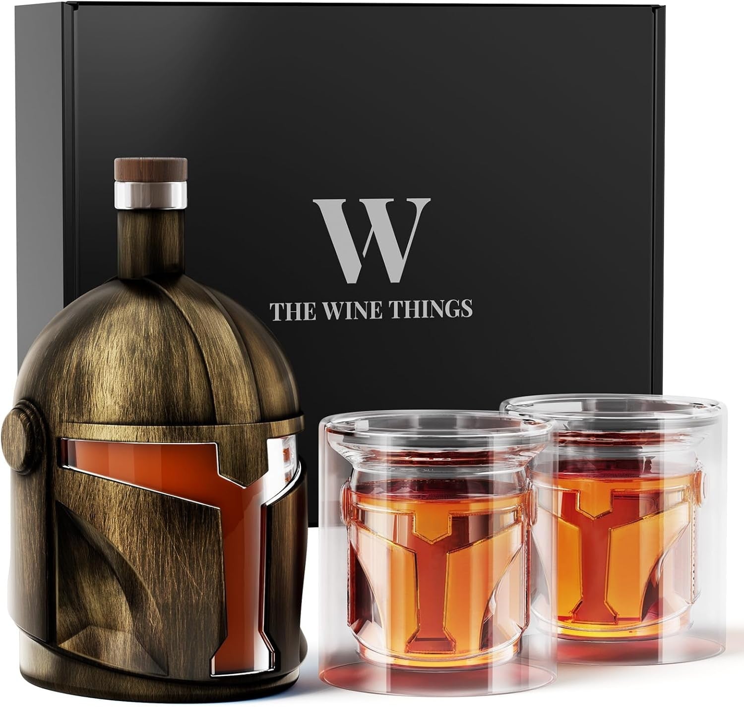 Helmet Whiskey Decanter Set 34oz with 2 Glasses – Unique Men’s Bar Gift
