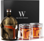 Helmet Whiskey Decanter Set 34oz with 2 Glasses – Unique Men’s Bar Gift