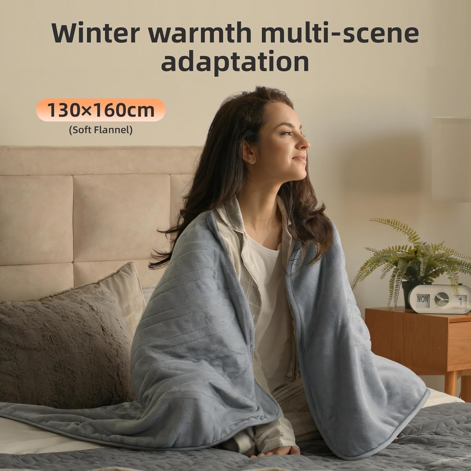 Electric Heated Throw Blanket 130x160cm Soft Flannel 9 Heat Auto Shut Off
