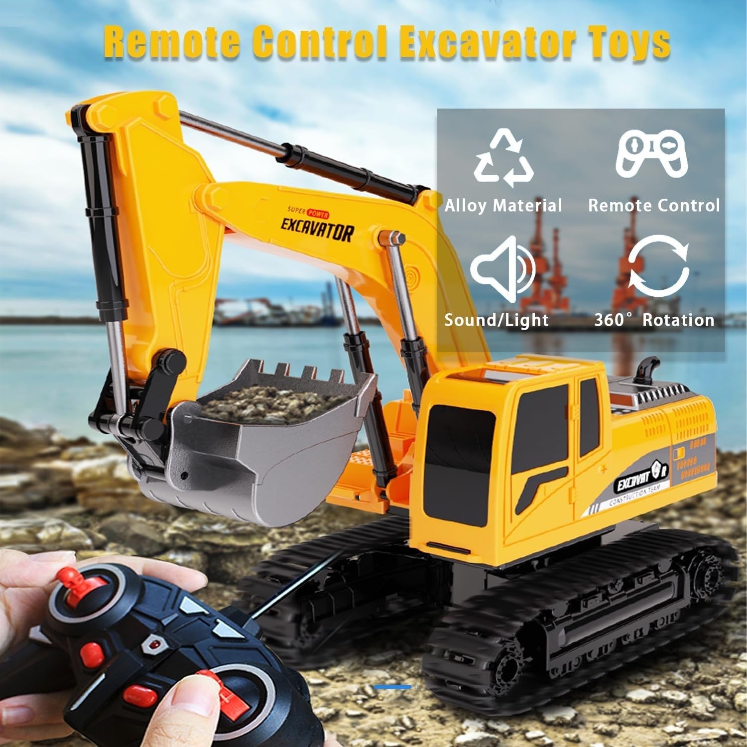 1:24 RC Excavator Toy 4WD Remote Control Construction Digger for Kids
