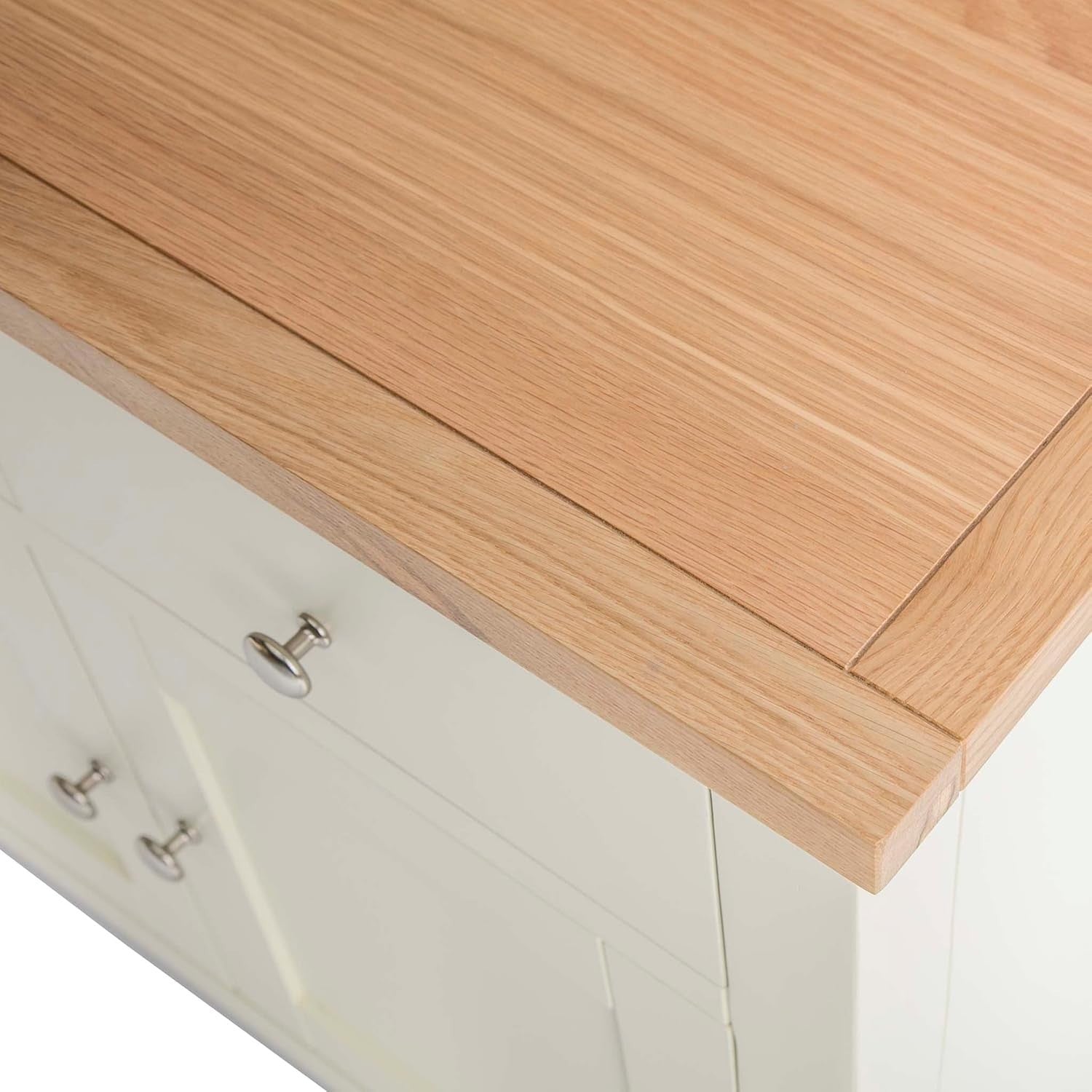 Cream Wood Sideboard Cabinet 2 Door 2 Drawer Oak Top Hall Storage Unit