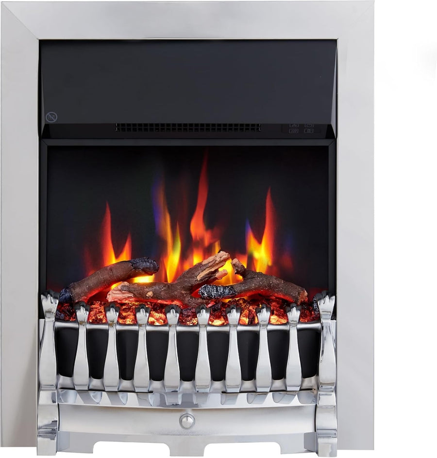 16” Electric Fireplace Insert 2000W Heater Remote Flame Effect Chrome Trim