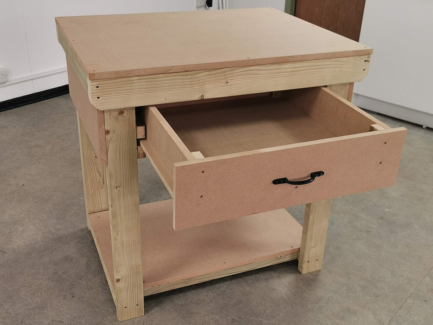Heavy Duty Wooden Workbench 3ft 18mm MDF Top Drawer Garage Industrial Table