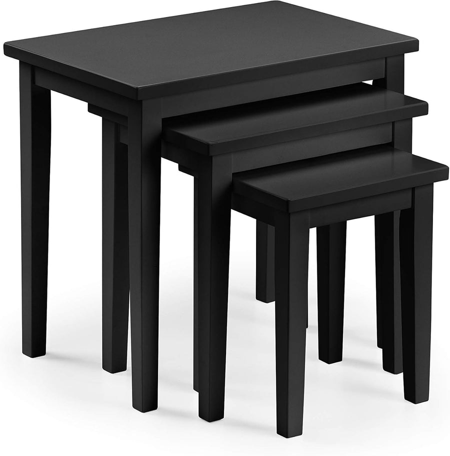 Space Saving Black Nesting Tables Set 3, Solid Wood End Side Lamp Coffee