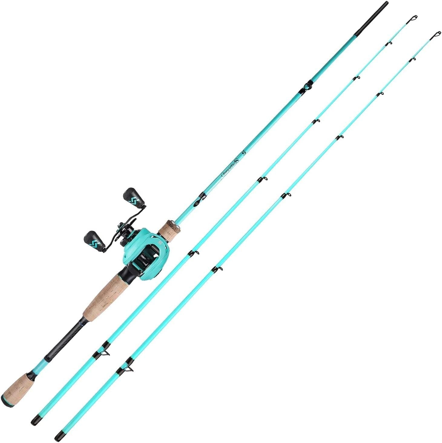 8.0:1 Baitcaster Rod Reel Combo 2.1m Carbon Fibre Travel Set
