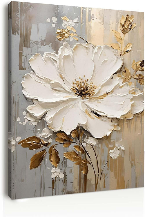 White Flower Canvas Wall Art 12x16 Inch Framed Modern Print