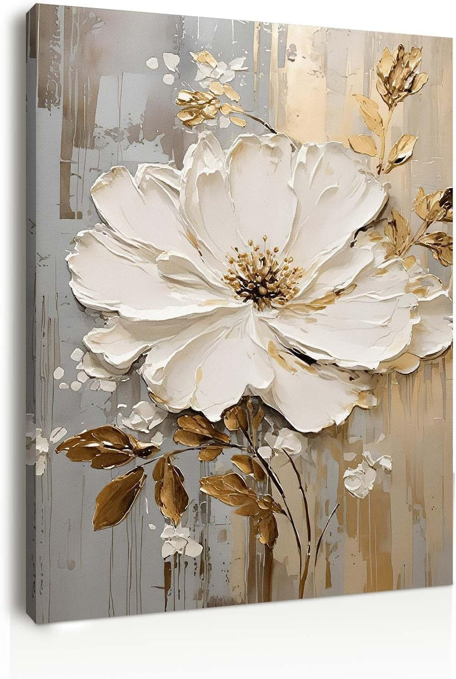 White Flower Canvas Wall Art 12x16 Inch Framed Modern Print