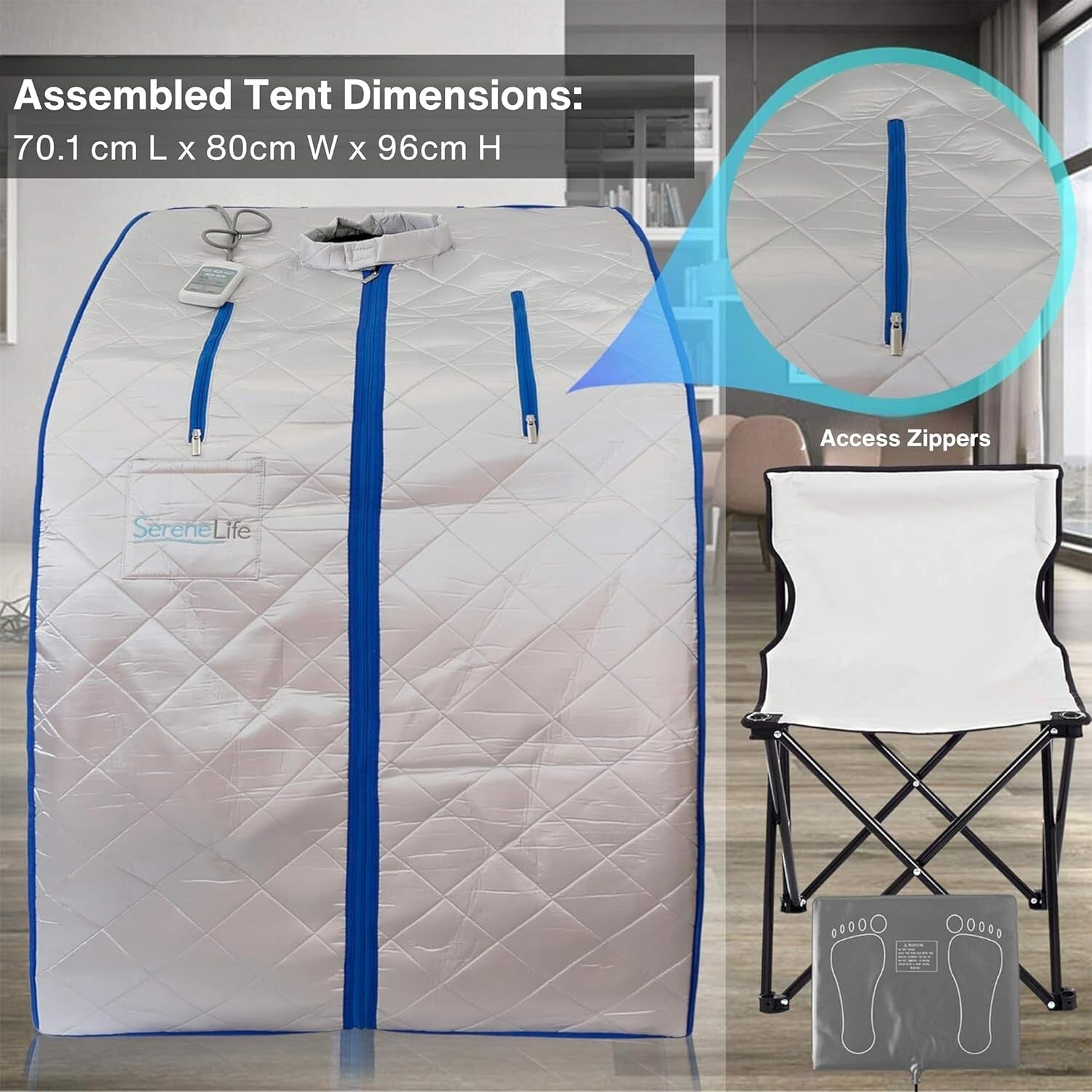 Portable Home Sauna Tent w/ Foot Heating Pad, Chair & Remote – Indoor Spa