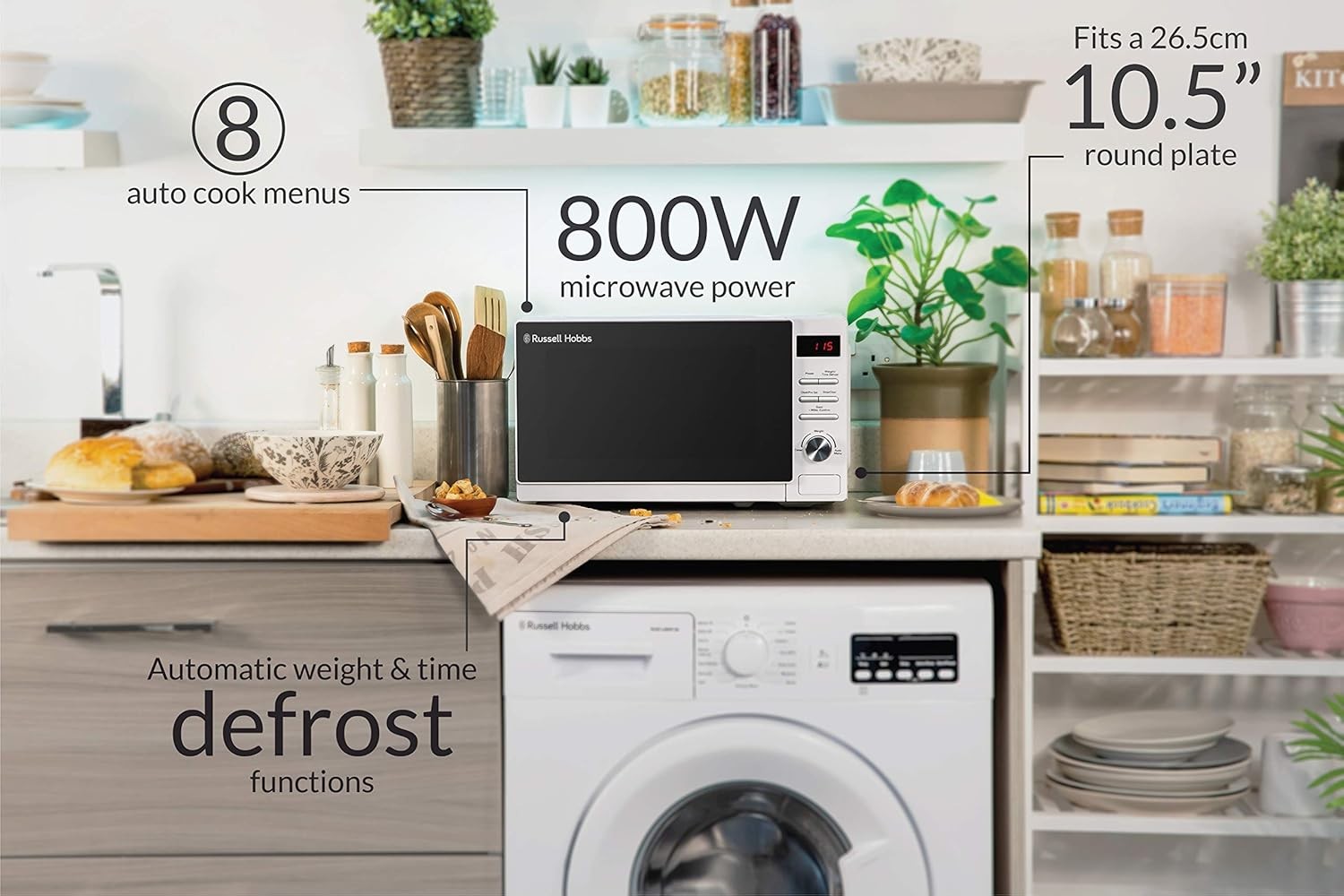 20L Digital Microwave 800W Solo 5 Power Levels Auto Defrost White