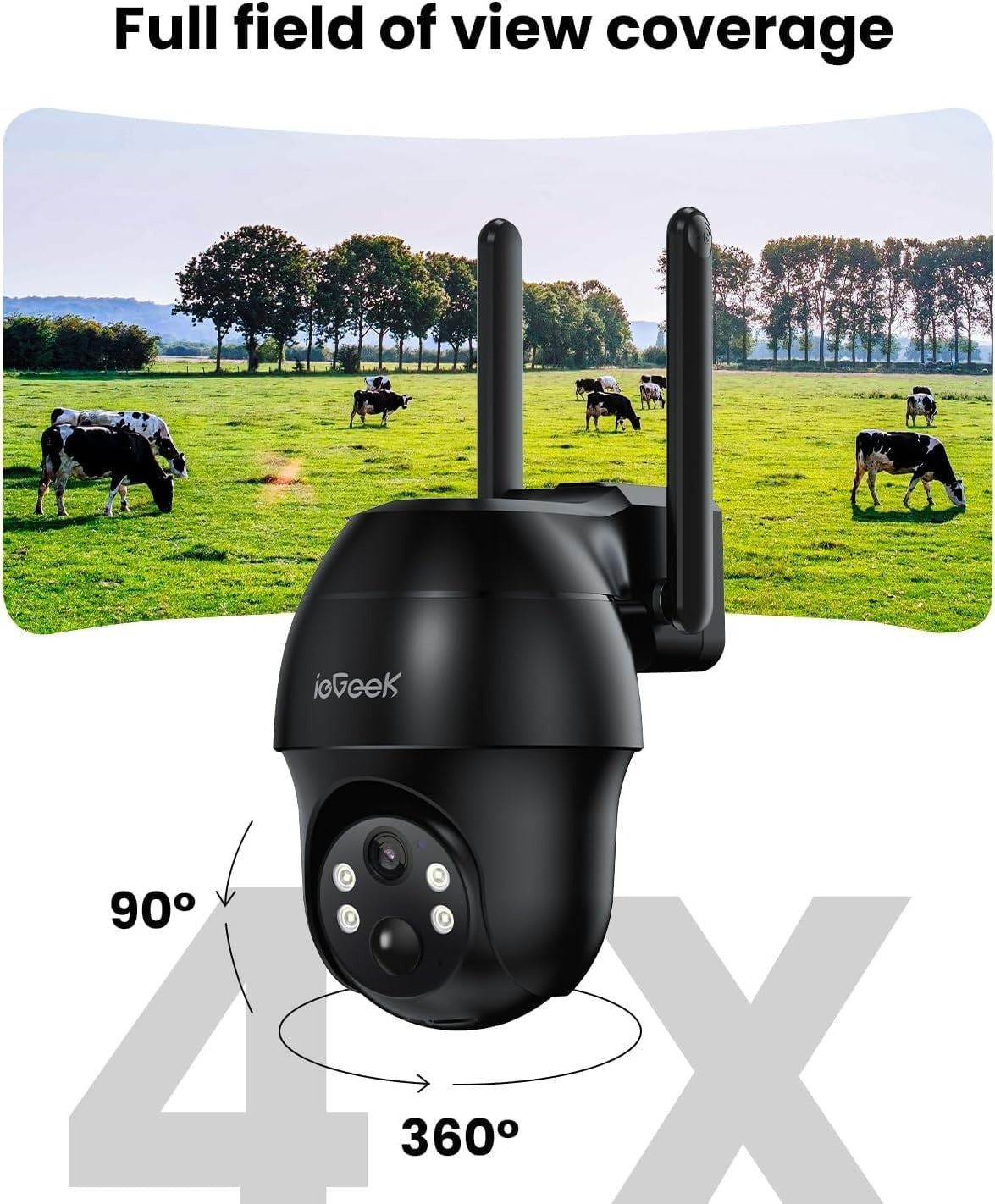 4G LTE Solar Security Camera 2K PTZ Wireless No WiFi SIM Card