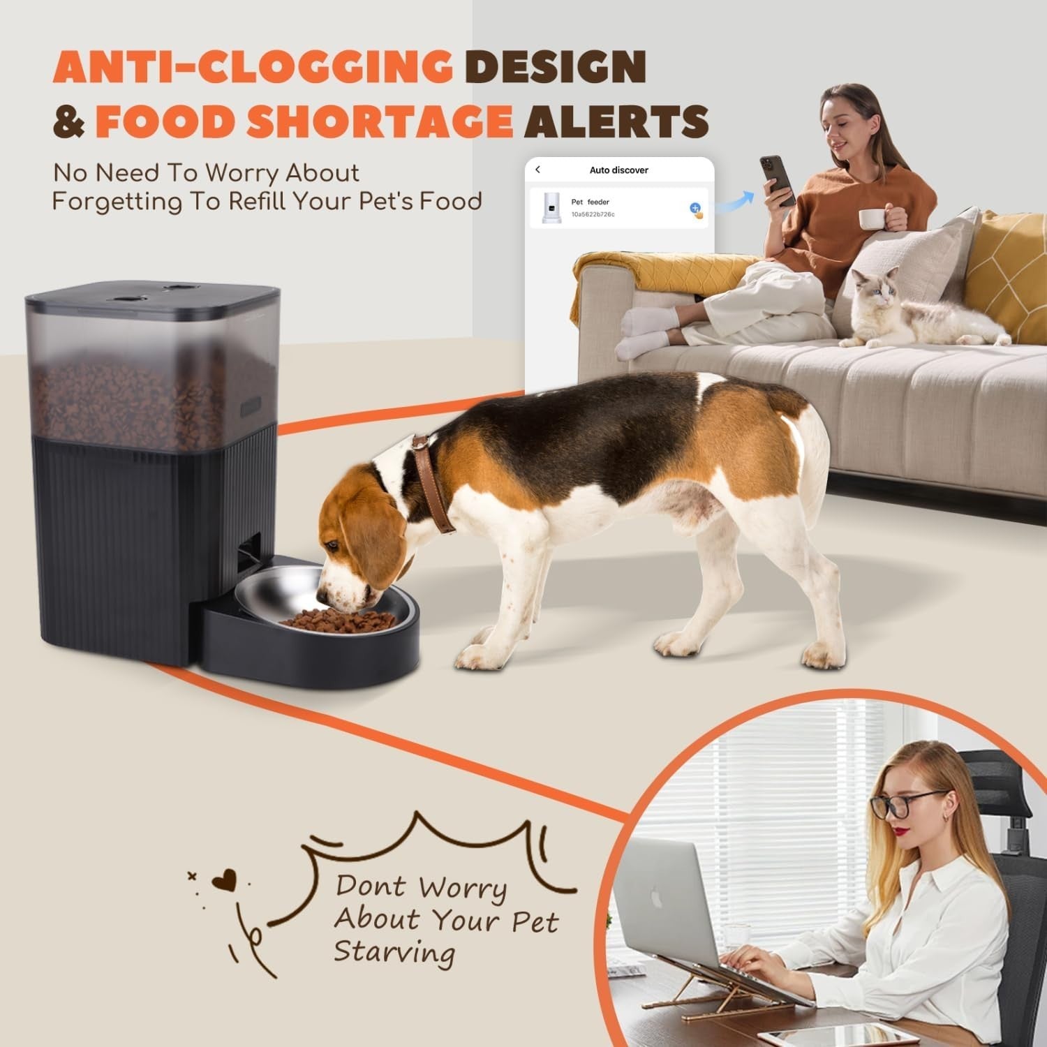 4.2L Smart Automatic Cat Feeder WiFi App Alexa Voice Food Dispenser