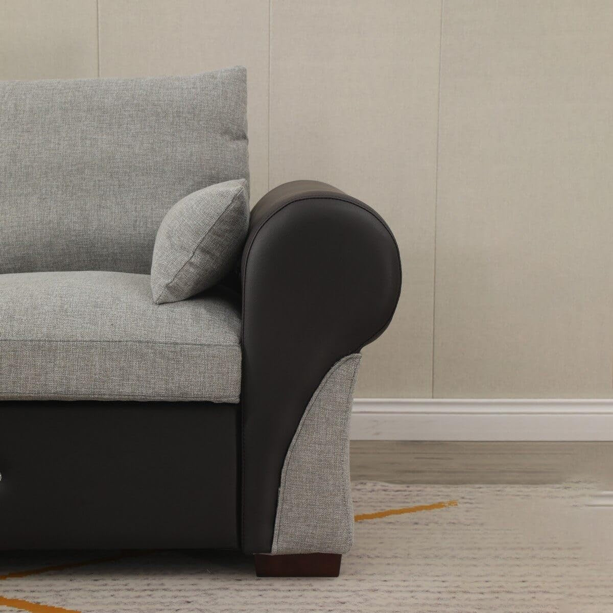 4 Seater L-Shaped Corner Sofa with USB Port Chaise – Linen Fabric, Modern