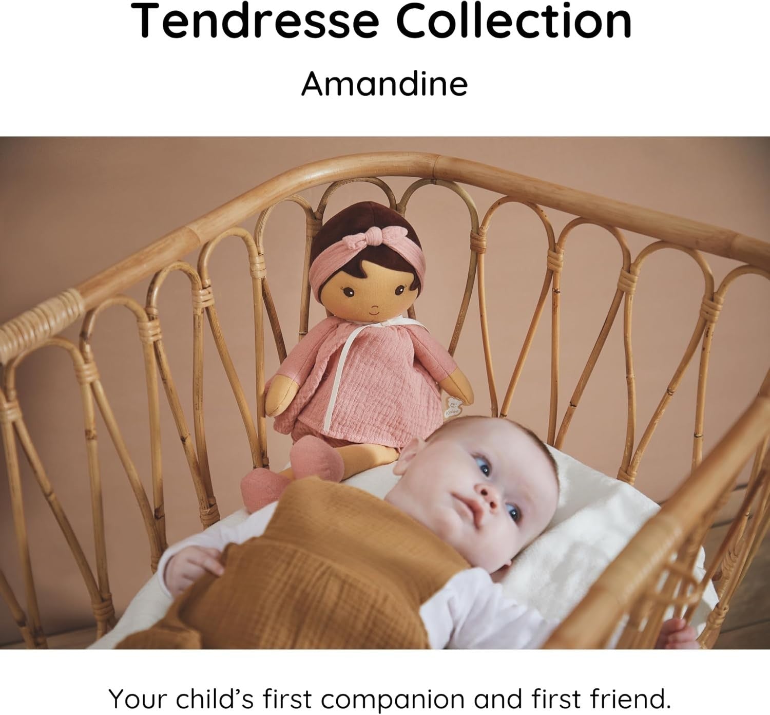 40cm Soft Fabric Rag Doll Muslin Dress Personalised Ribbon Newborn Baby Gift