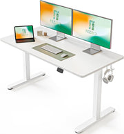 Electric Standing Desk 140x60cm White Adjustable Sit Stand Office Table