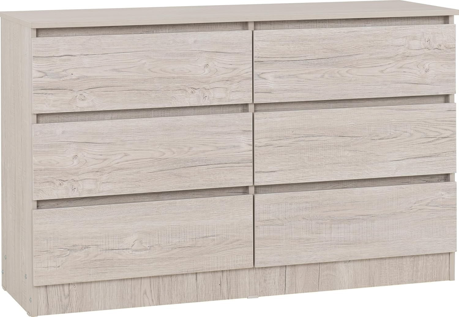 Urban Oak 6 Drawer Chest Wide Bedroom Storage Unit Modern Wood Look
