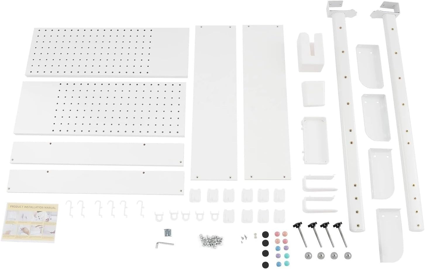 Clamp-On Desk Shelf Organizer Pegboard Bookshelf Space-Saving Shelf White