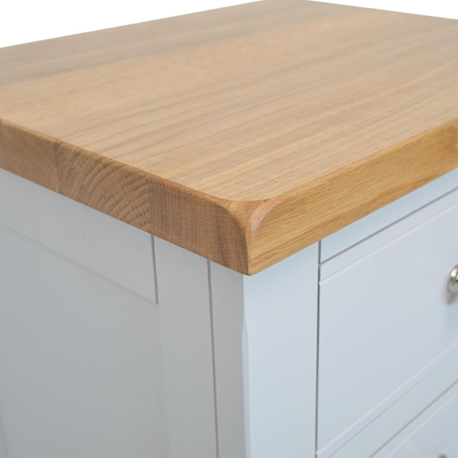 Oak Top Grey Chest 3 Deep Drawers Bedroom Storage Cabinet Modern