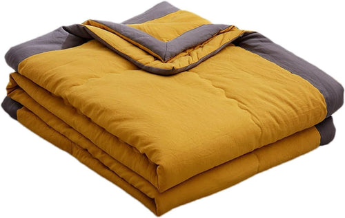 Yellow Cooling Blanket Summer Breathable Lightweight Throw 5.57x6.56ft