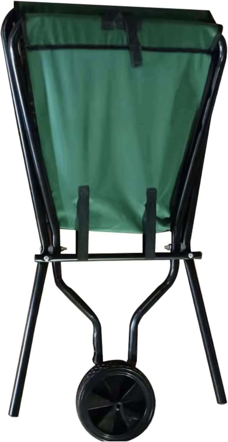 176kg 1-Wheel Foldable Garden Wheelbarrow & Green Metal Frame Heavy Duty Barrow