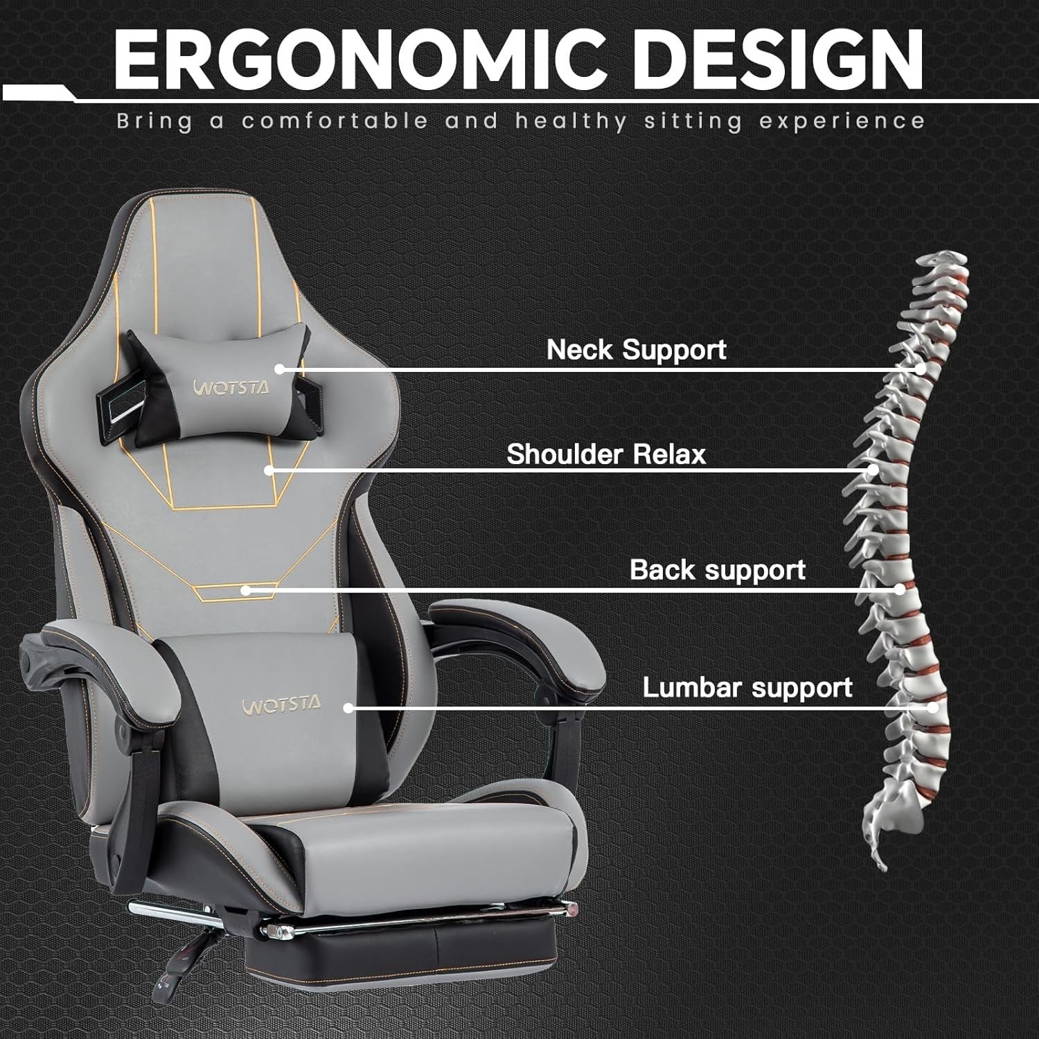 Ergonomic Gaming Chair w/Footrest, Massage Lumbar, High Back Swivel Office Desk
