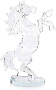 Crystal Horse Ornament Clear Glass Figurine Gift Elegant Decorative Statue 20cm