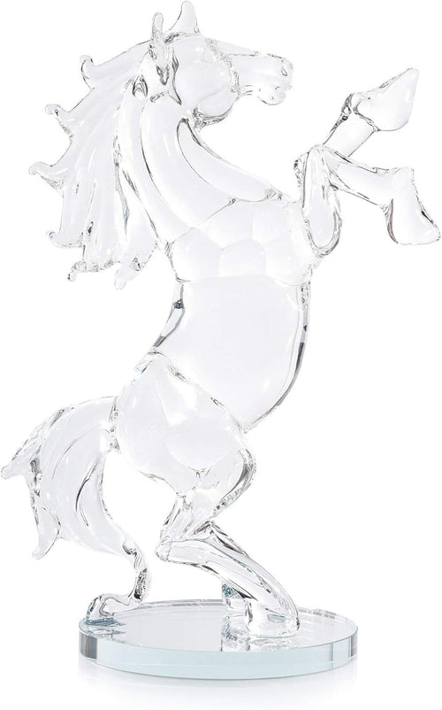 Crystal Horse Ornament Clear Glass Figurine Gift Elegant Decorative Statue 20cm