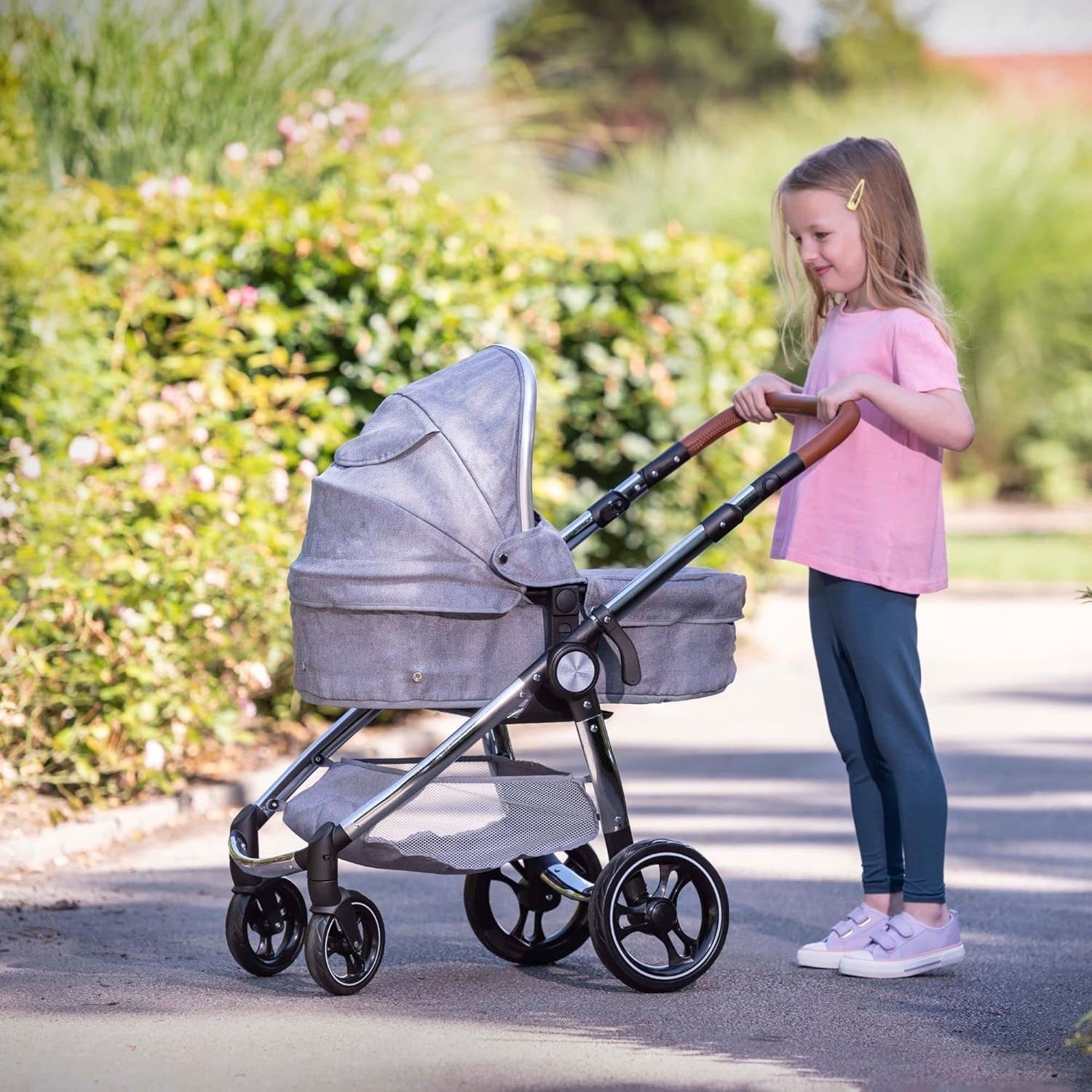 3 in 1 Dolls Pram Pushchair Bassinet Adjustable Handle Toy