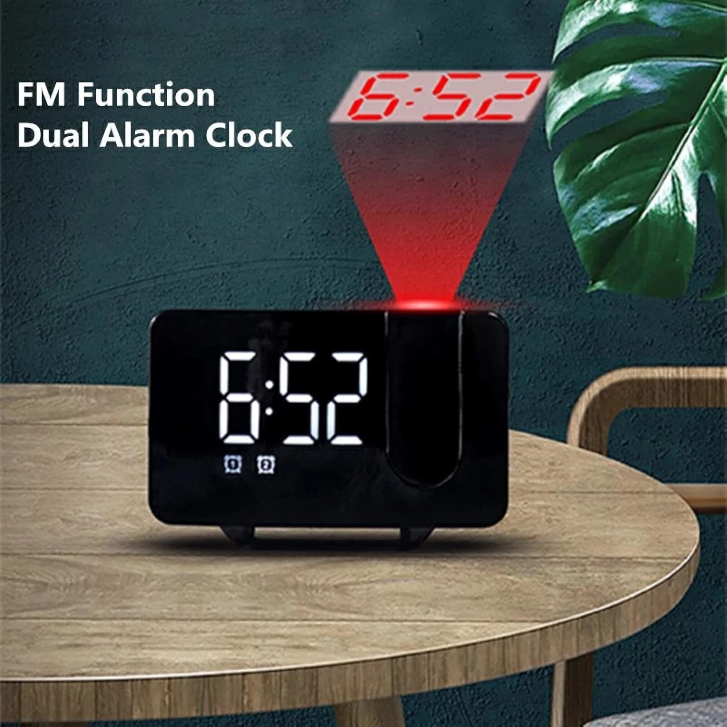 Projection Alarm Clock LED Digital FM Radio Snooze USB Desk Clock