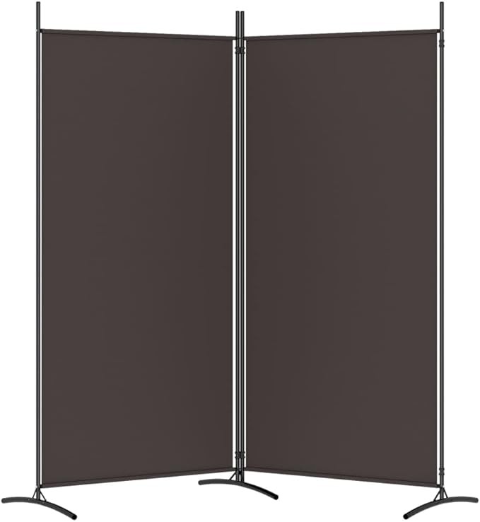 2 Panel Folding Room Divider Brown Privacy Screen Partition 175x180cm Breathable