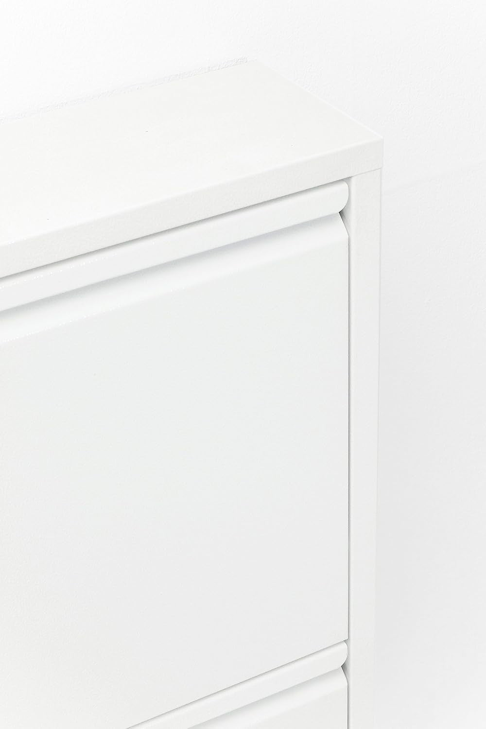 Slim 3-Tier Steel Shoe Cabinet with Tilt Compartments, Space-Saving Design