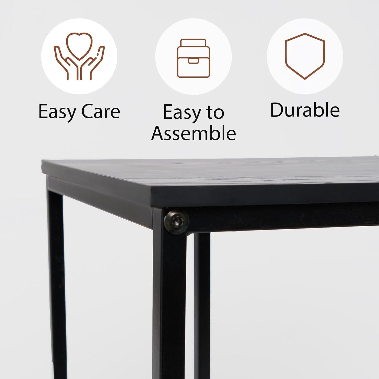 Black Marble C-Shaped Sofa Side Table – Space-Saving Modern End Table
