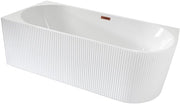 White Left Hand Fluted Corner Bath 1700x800mm Copper Overflow