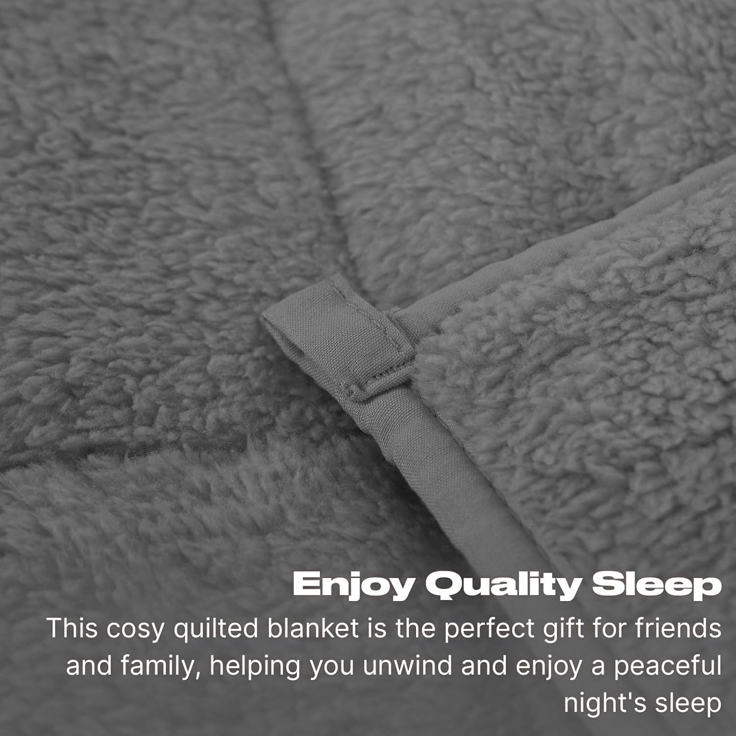 Teddy Fleece Weighted Blanket Charcoal Grey 8kg 150x200cm Calming Comfort