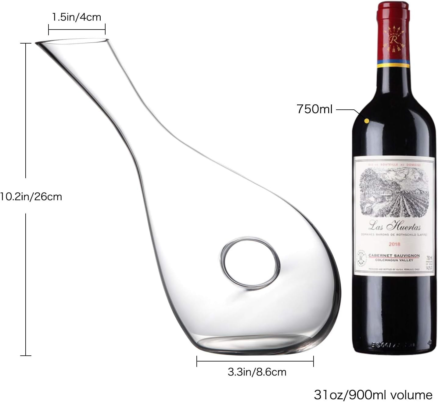1.2L Hand-Blown Crystal Wine Decanter Hollow Circle Aerator Red Wine Carafe