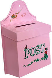 Rustic Wall-Mount Mailbox Pink Metal Vintage Outdoor Post Box Large Secure Lock
