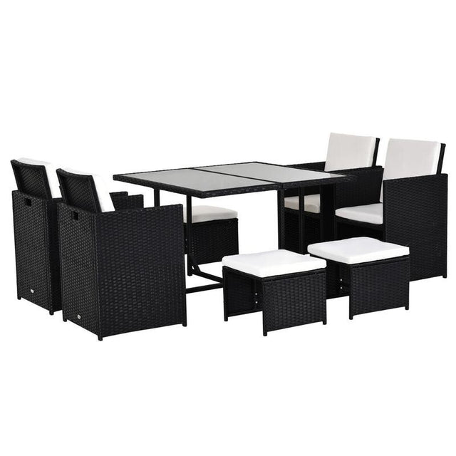 Rattan Garden Dining Set 9PC Outdoor Patio Table Chairs Stools Wicker