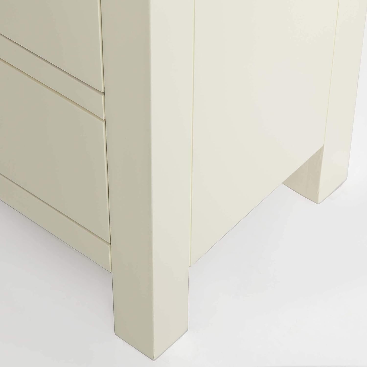 Large Cream Wooden Chest of Drawers 6 Spacious Storage Oak Top 78x120cm