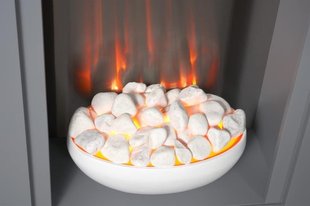 Electric Fireplace Suite Grey 23” Fire Surround LED Pebble Heater