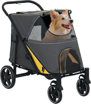 Large Dog Stroller Foldable Pet Pushchair Buggy 30kg Dark Grey