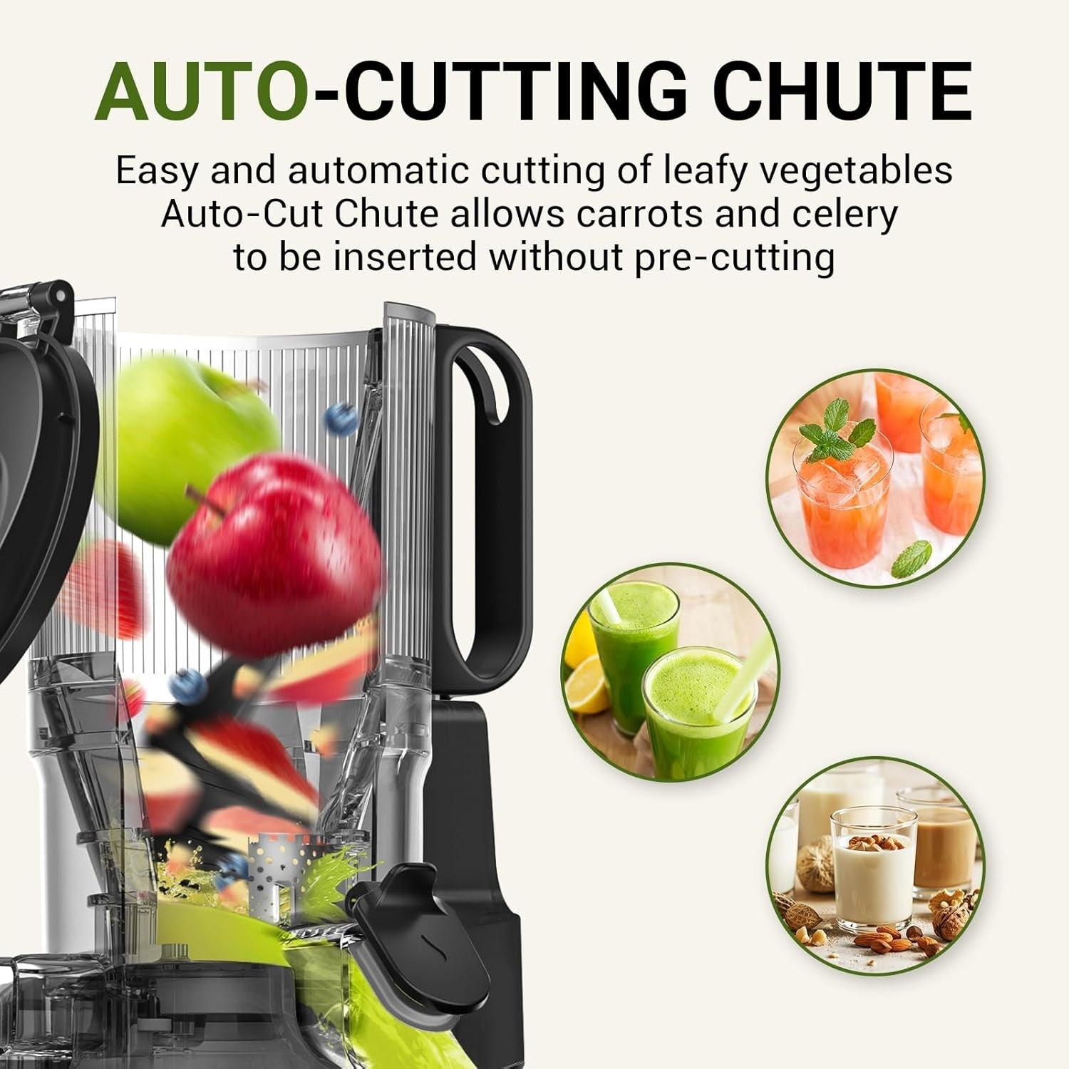 Cold Press Juicer 135mm Wide Feed Opening 250W Auto Feed Triple Filter
