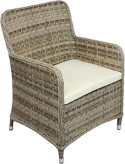 Brown Rattan Tub Armchair With Cushion Outdoor Garden Patio Dining Chair
