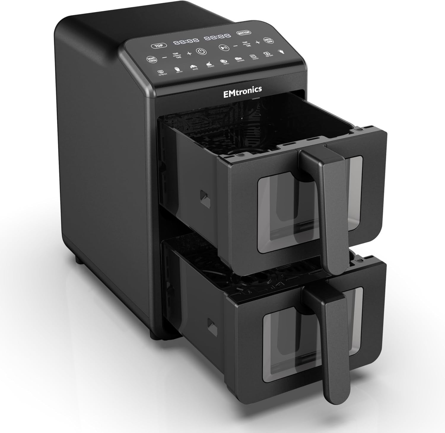 Dual Zone 10L Stack Air Fryer With Windows 2460W Touch Presets Black