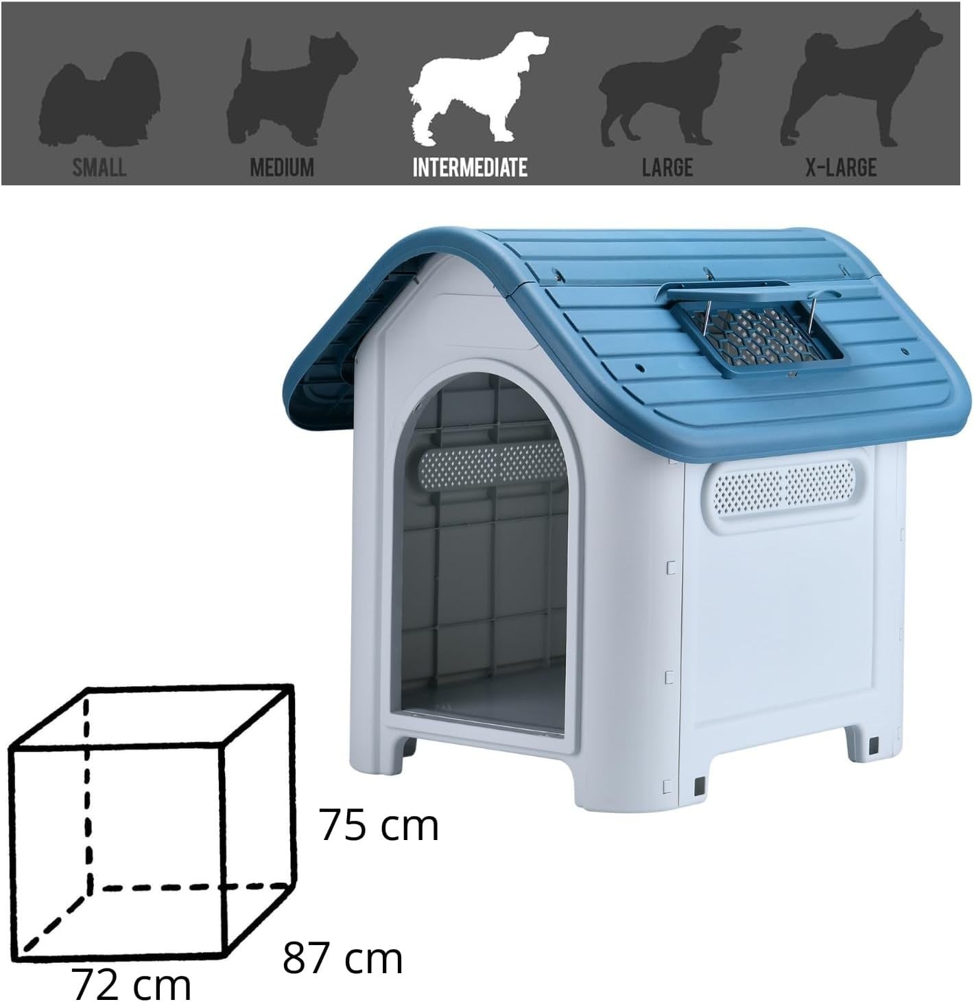 Adjustable Sunroof Small Dog Kennel | Indoor Outdoor Ventilated 75x59x66cm