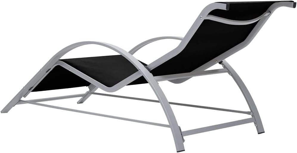 Outdoor Sun Lounger Set of 2 w/ Table – Reclining Garden Chairs Tanning Bed