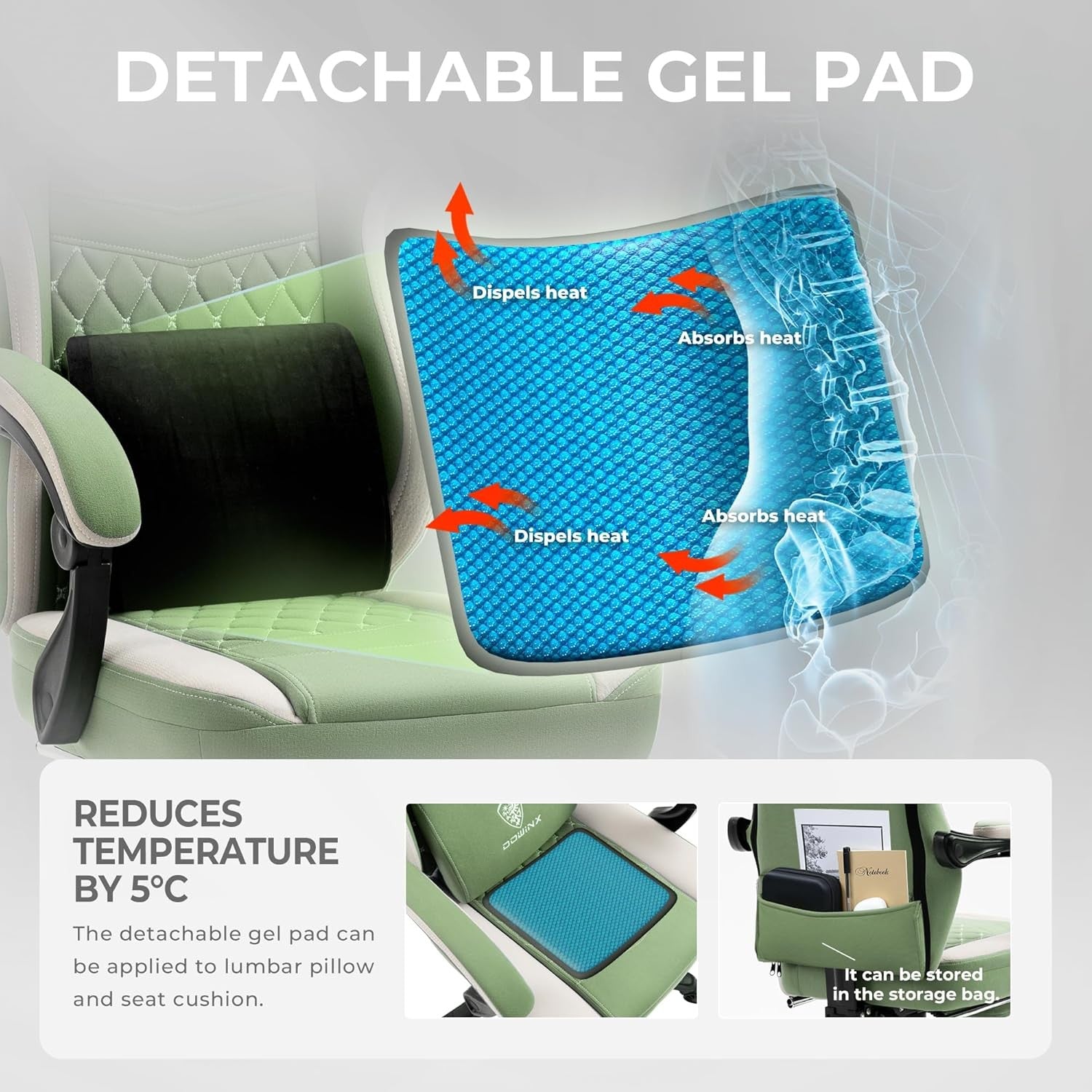 Gaming Chair Fabric Pocket Spring Recliner w/ Footrest 150kg Green
